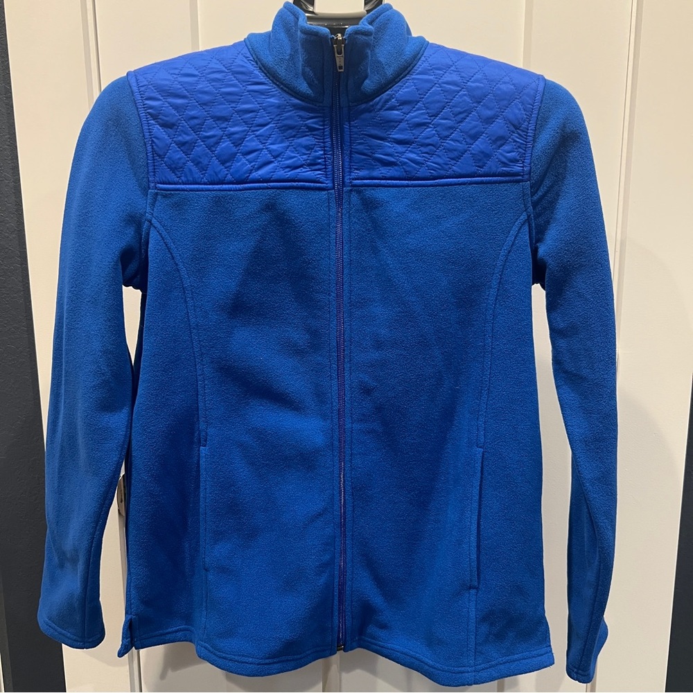 Talbots Women’s Blue Fleece Jacket with Plaid Lining Size Small
